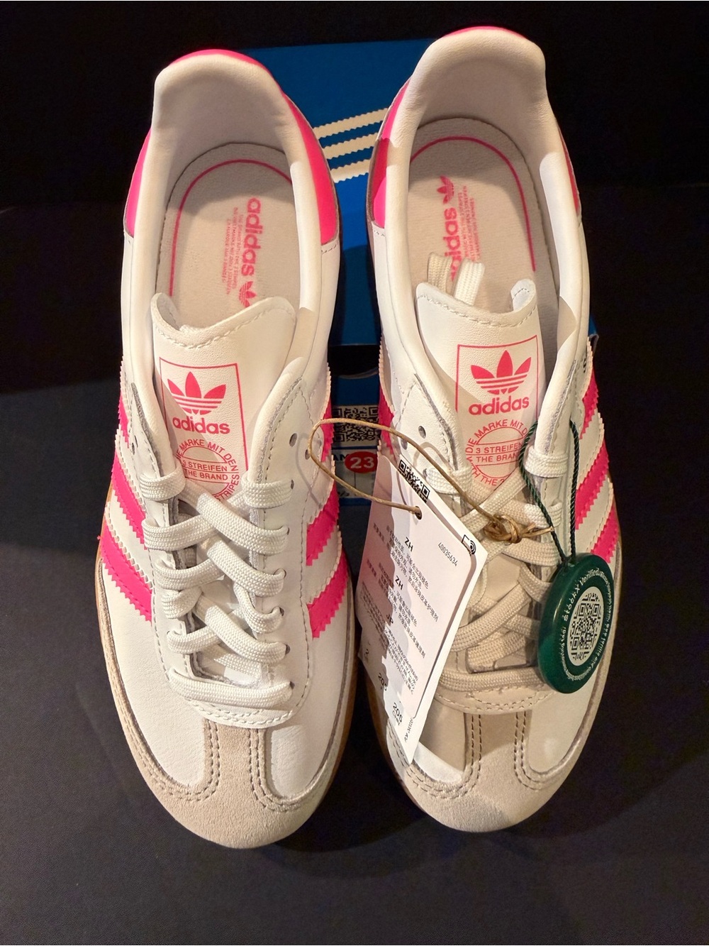 adidas Samba Sneakers in White & Pink with Gum Sole 2Y - Picture 3 of 5